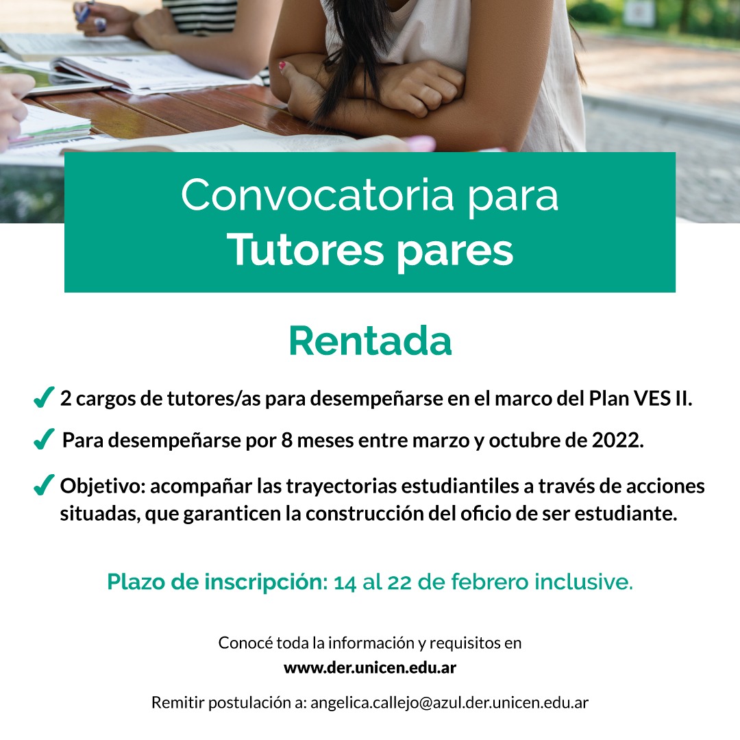 Convocatoria tutores pares | Facultad de Derecho